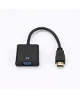 Adaptateur VGA femelle vers HDMI mâle - HDMI fiche or - Noir - Câble 15 cm - en sachet