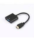 Adaptateur VGA femelle vers HDMI mâle - HDMI fiche or - Noir - Câble 15 cm - en sachet