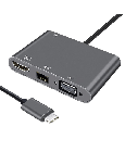 Adaptateur USB C HEDEN USB C male / HDMI F+VGA F+RJ45 HDMI 40/30HZ, VGA 1920*1080P RJ45 1000Mbps