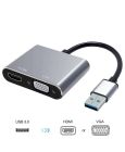 Adaptateur USB C HEDEN USB C male / HDMI F+VGA F+RJ45 HDMI 40/30HZ, VGA 1920*1080P RJ45 1000Mbps