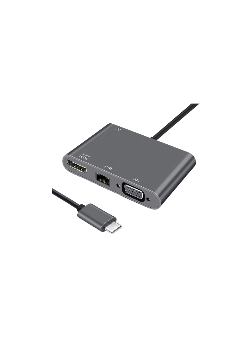 Adaptateur USB C HEDEN USB C male / HDMI F+VGA F+RJ45 HDMI 40/30HZ, VGA 1920*1080P RJ45 1000Mbps